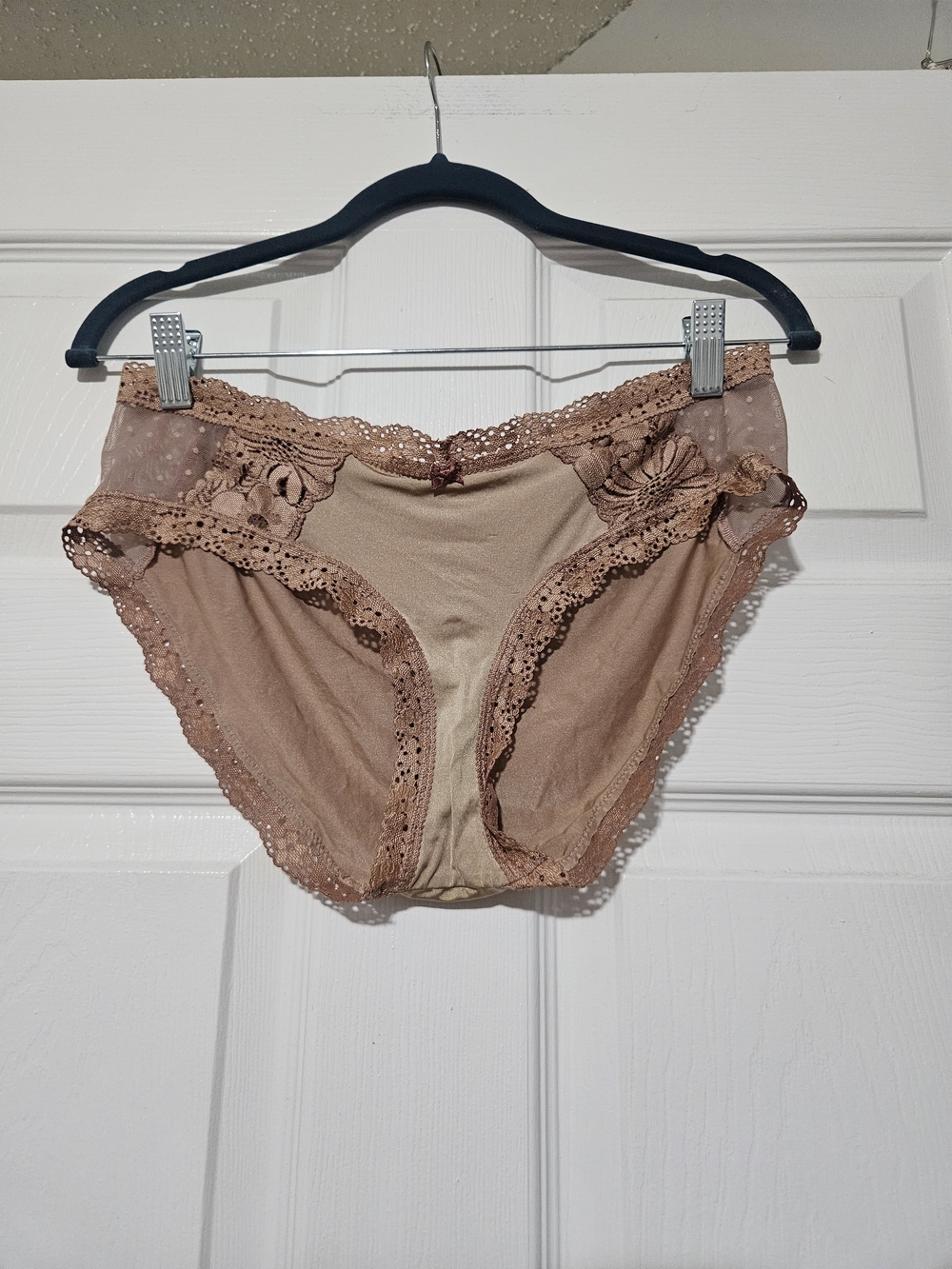 Aerie Lace Trim Bikini Panty - Nude/Brown Size L